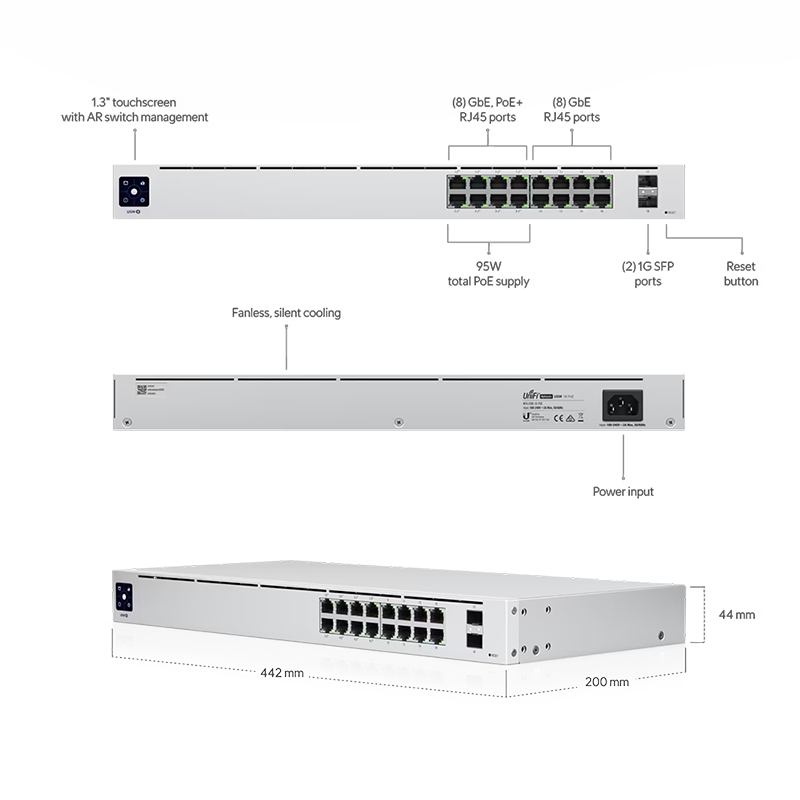 UniFi Switch Gen2 16 poort 42w PoE - wifi-center.nl