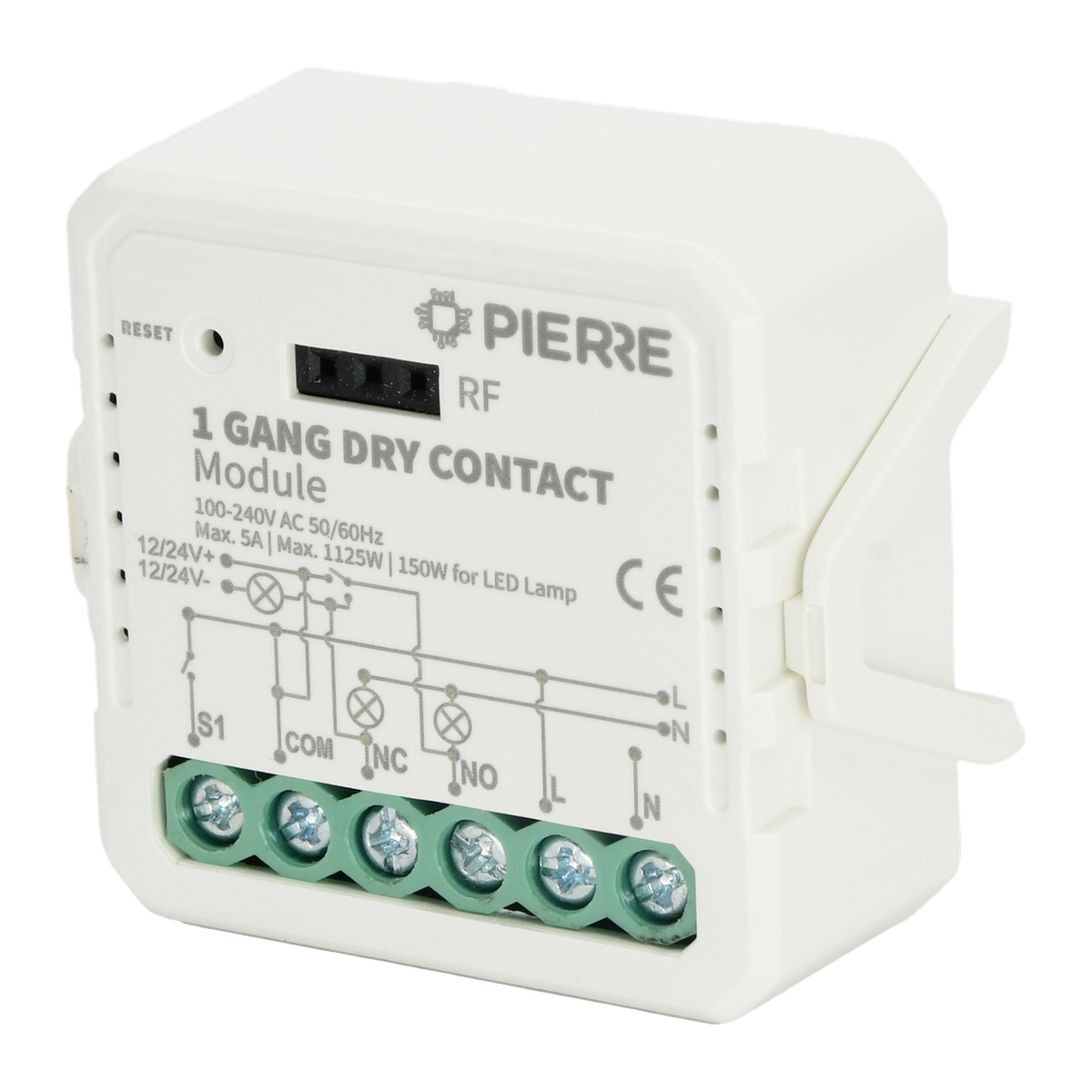 PIERRE Wave droog-contactmodule 1-kanaals (L+N)