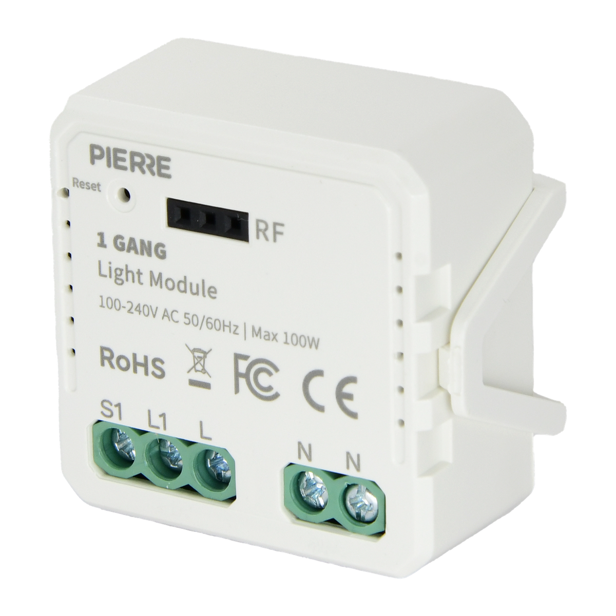 PIERRE Wave lichtmodule 1-kanaals L+N, compact voor de inbouwdoos