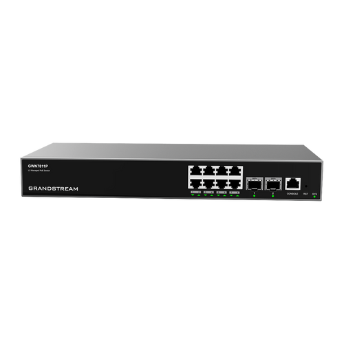 GWN7811P 8-poorts Layer 3 PoE-switch met 2 SFP+