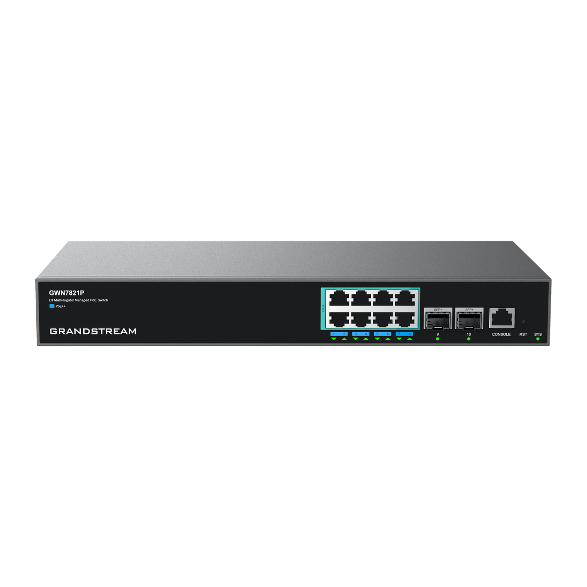 GWN7821P 8-poorts 2.5G Layer 3 PoE++-switch met 2 SFP+