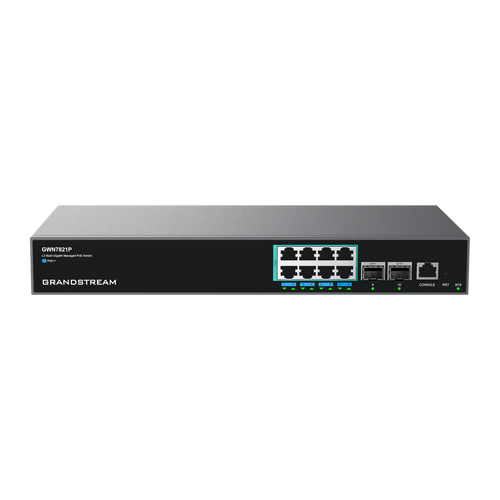 GWN7821P 8-poorts 2.5G Layer 3 PoE++-switch met 2 SFP+