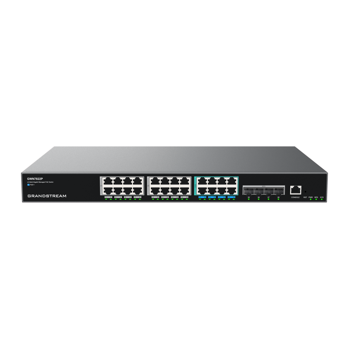 GWN7822P 24-poorts Layer 3 PoE++-switch met 4 SFP+