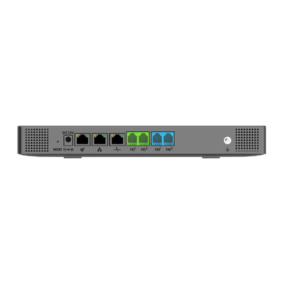 Grandstream UCM6302 achterzijde met aansluitingen