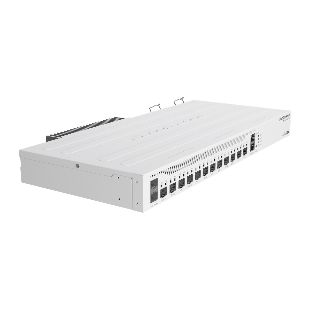 MikroTik CCR2004-1G-12S+2XS, achterzijde met voedingen
