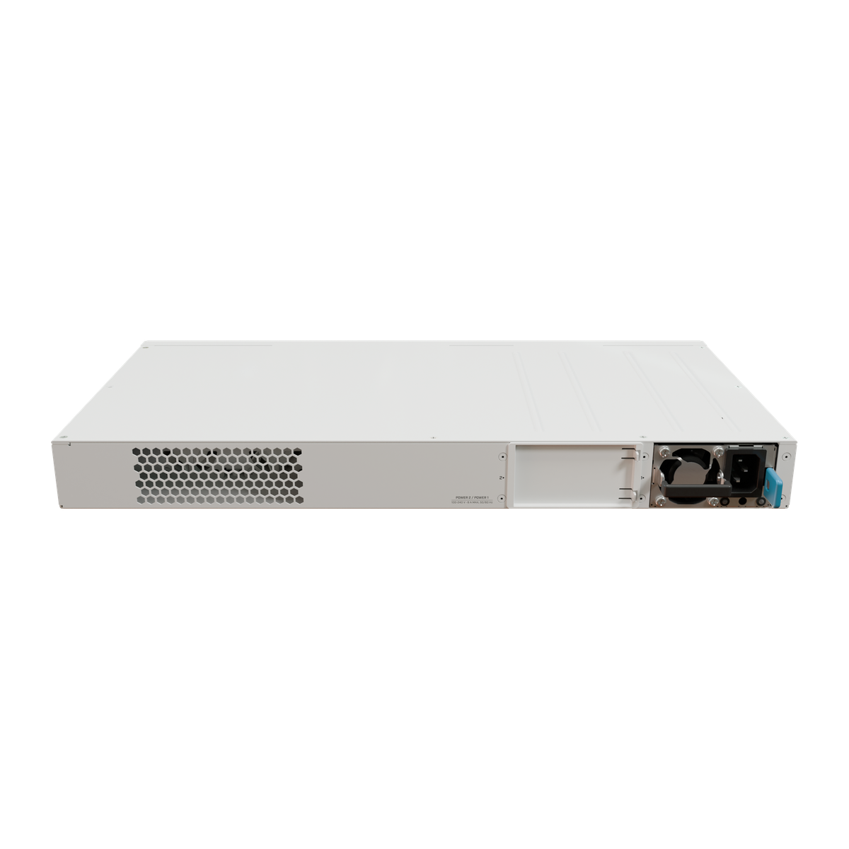 MikroTik CRS320-8P-8B-4S+RM, poortenkant met SFP+-cages