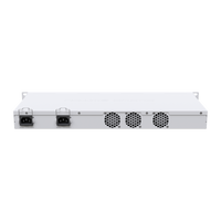 MikroTik CRS326-24S+2Q+RM, achterzijde met QSFP+-poorten en voedingen