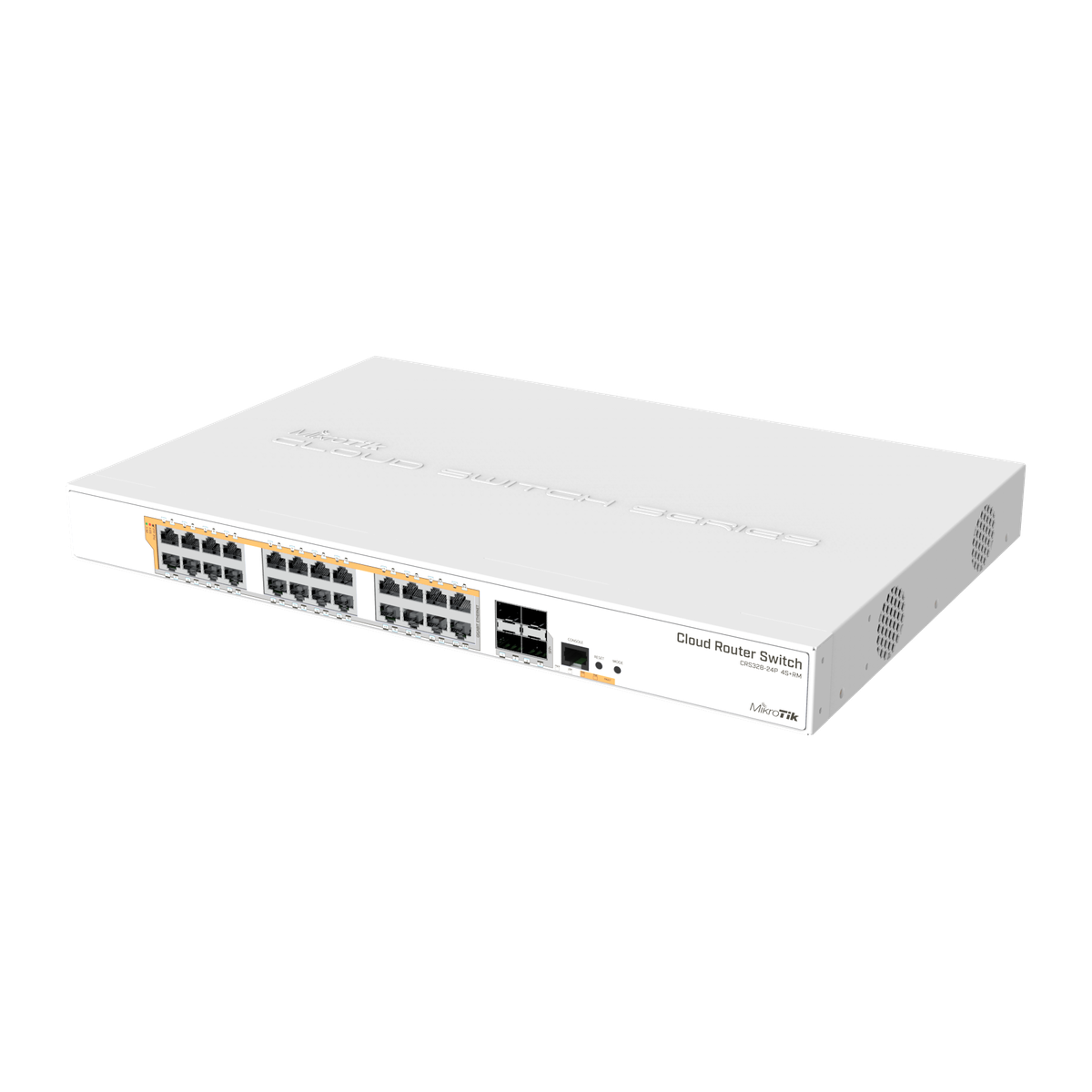 MikroTik CRS328-24P-4S+RM, schuin aanzicht