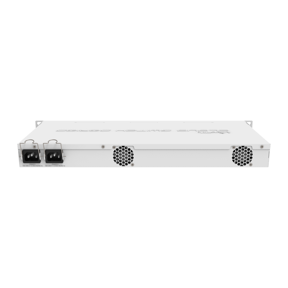 MikroTik CRS328-4C-20S-4S+RM, achterzijde met voedingen