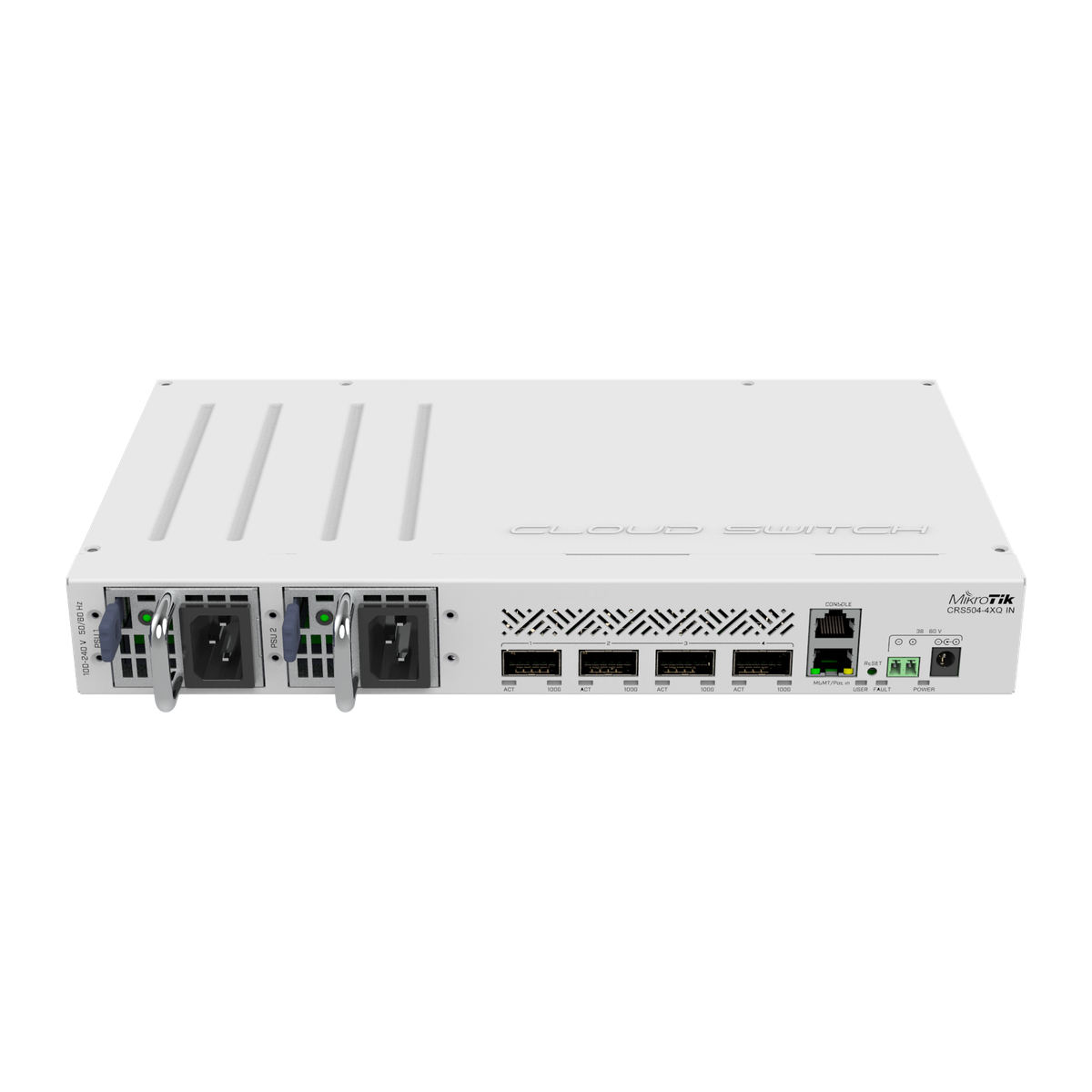 MikroTik CRS504-4XQ-IN, achterzijde