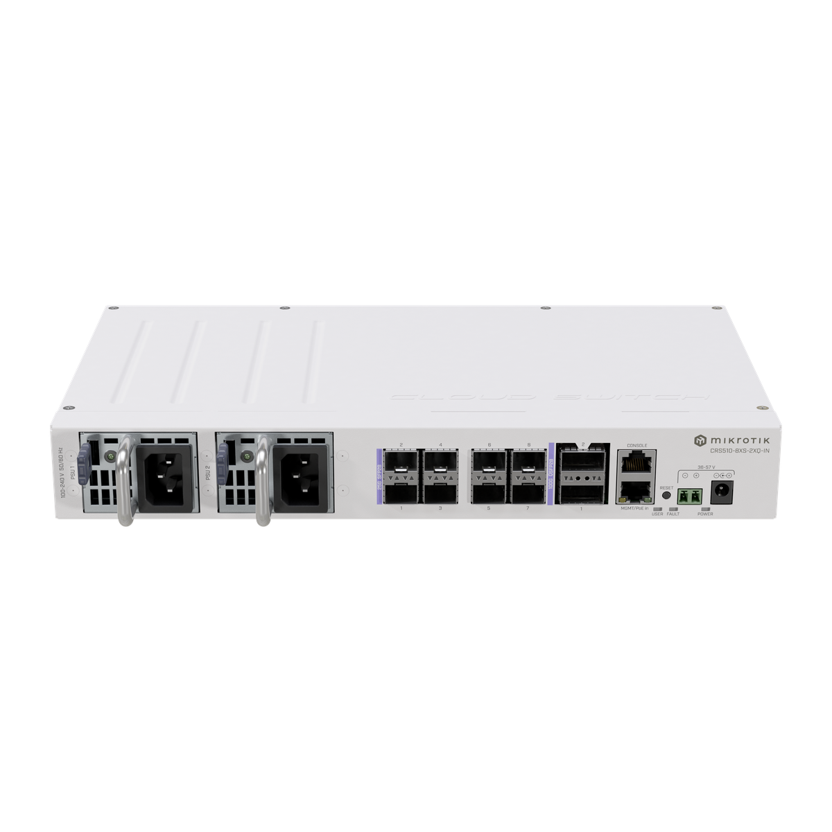 MikroTik CRS510-8XS-2XQ-IN, voorkant
