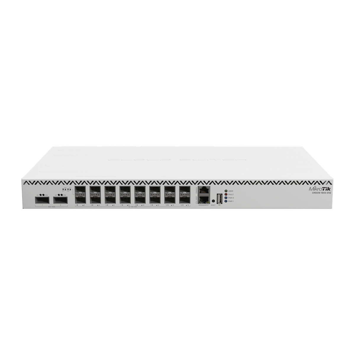 MikroTik CRS518-16XS-2XQ-RM, voorkant