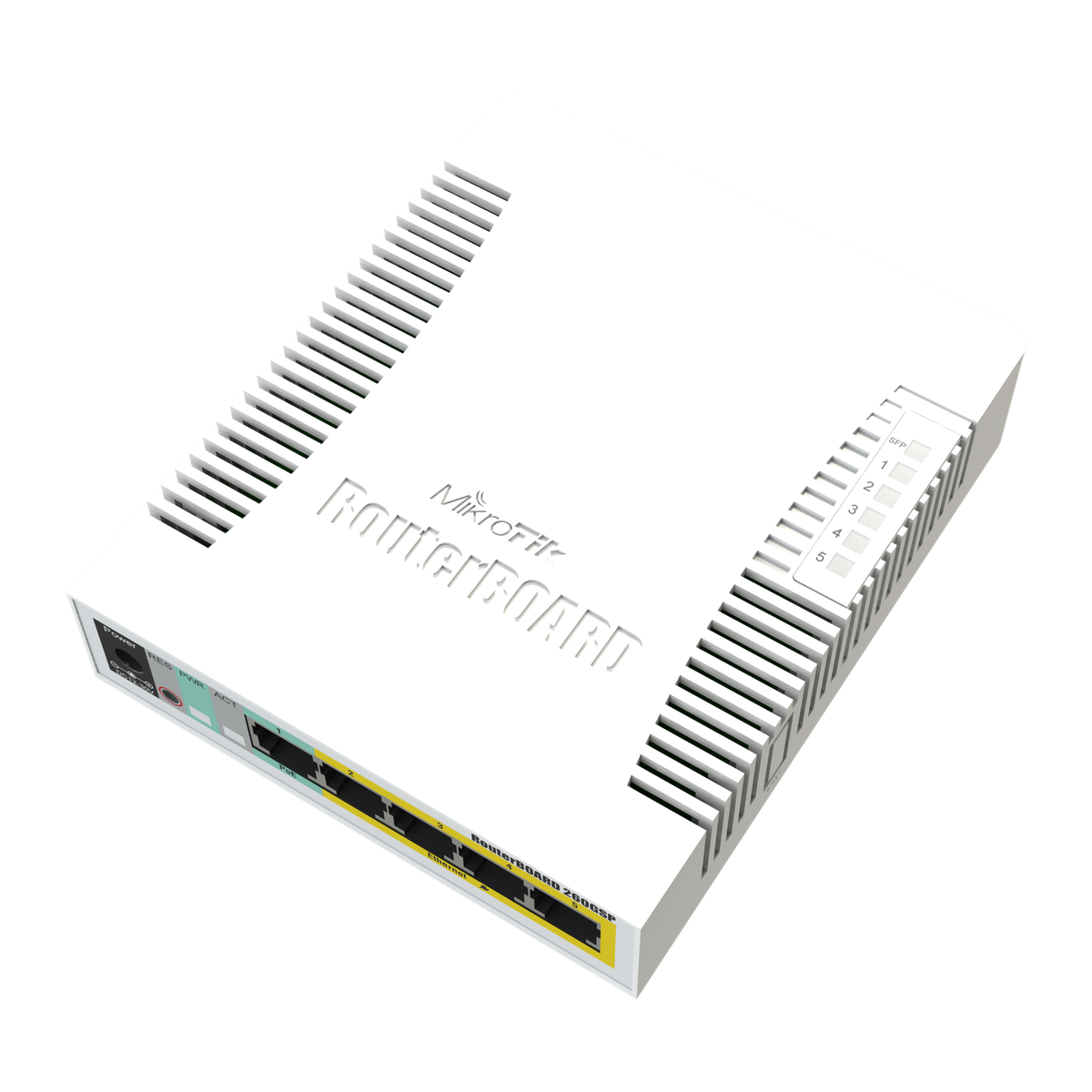 MikroTik CSS106-1G-4P-1S, voorkant