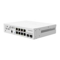 MikroTik CSS610-8G-2S+IN switch, schuin vooraanzicht met poorten