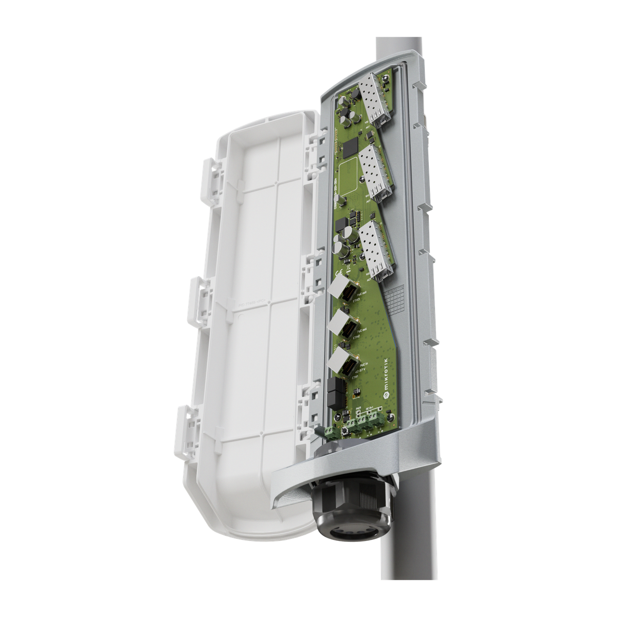 MikroTik GPERx6, zijaanzicht met poorten