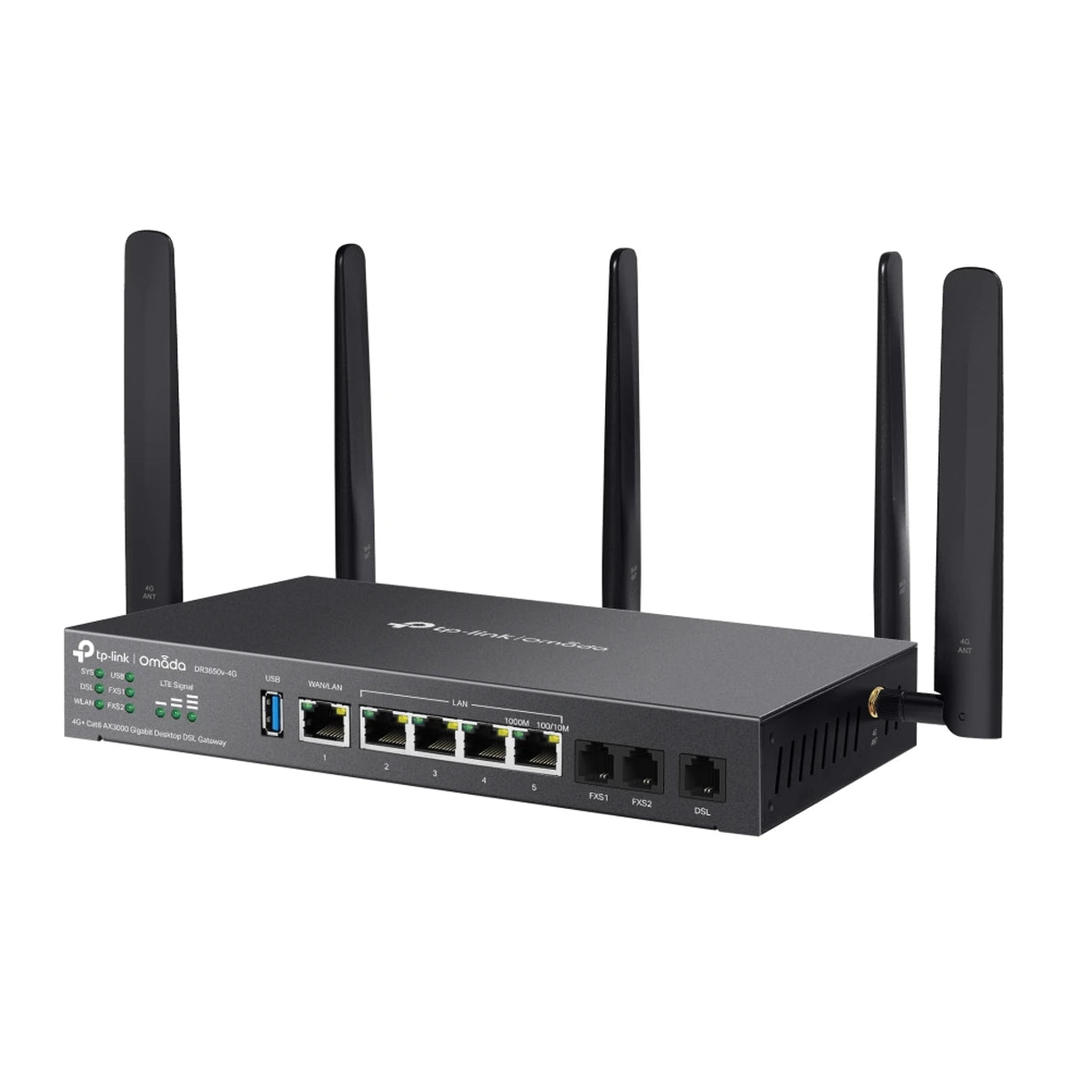 DR3650v-4G gateway, schuin voorkant