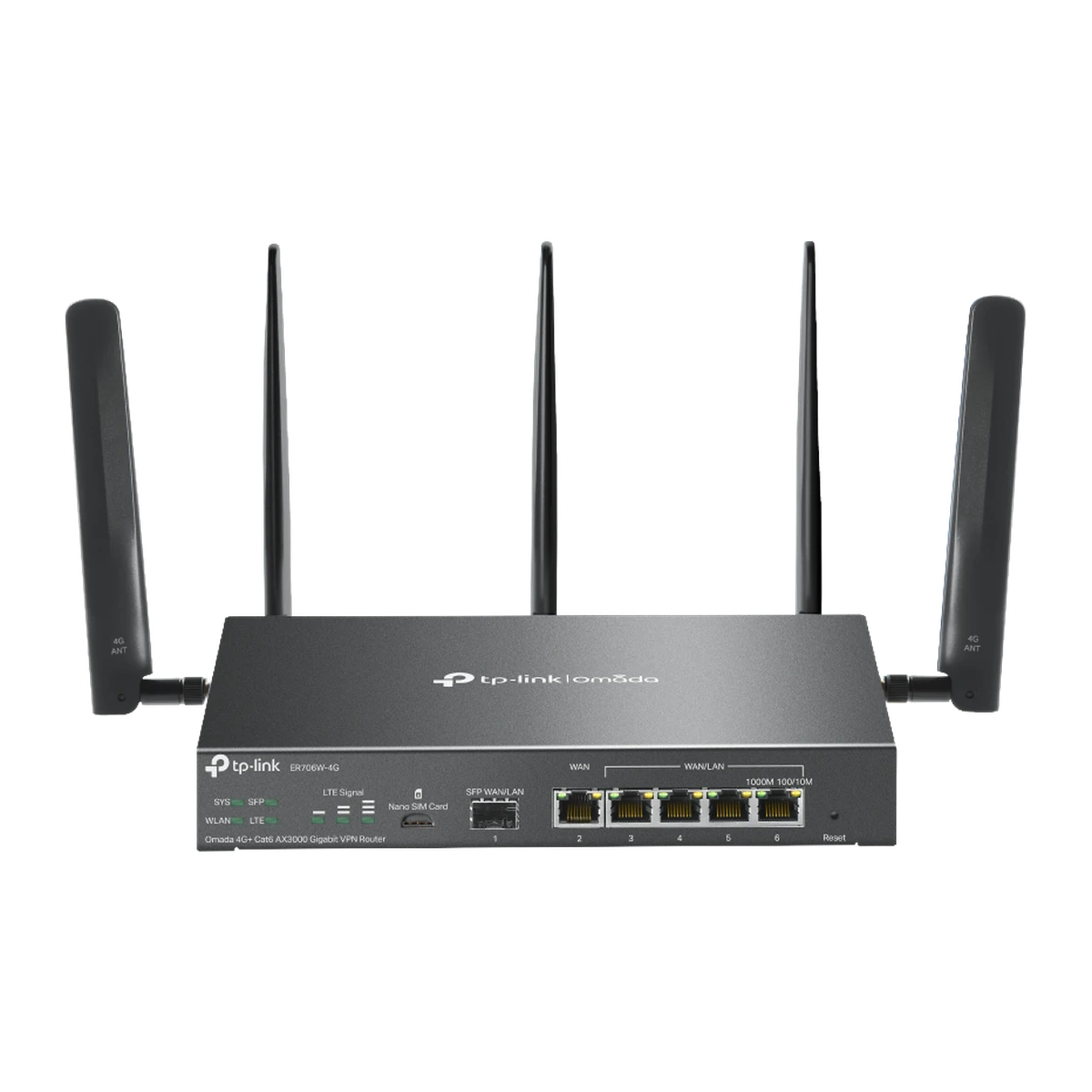 ER706W-4G 4G+ VPN router, voorkant met antennes