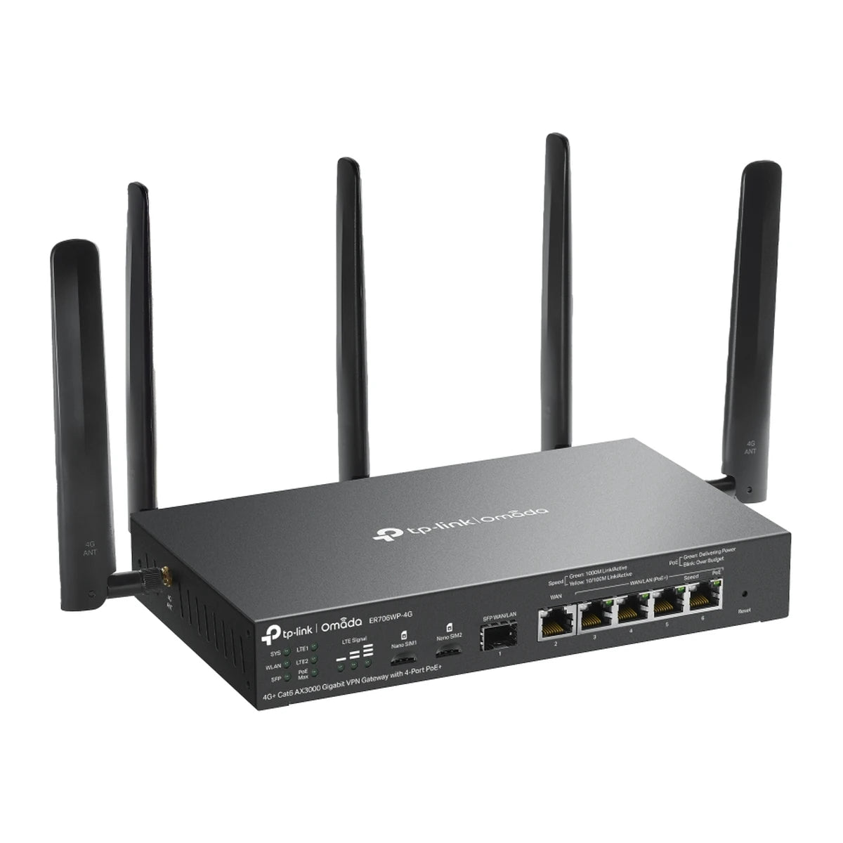 ER706WP-4G gateway, schuin voorkant