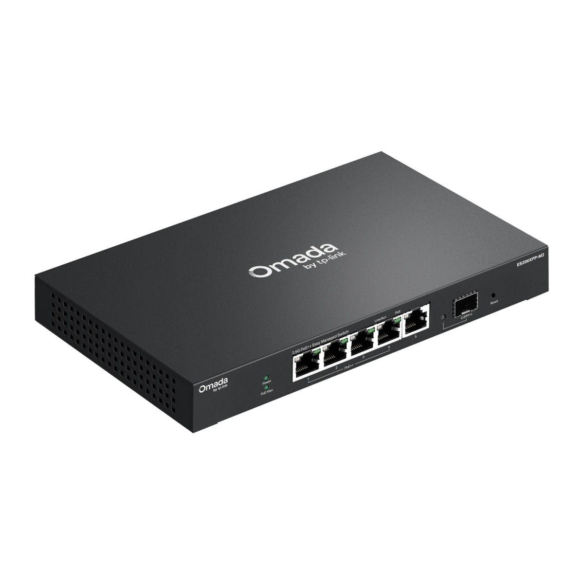 ES206XPP-M2 switch, schuin zijaanzicht