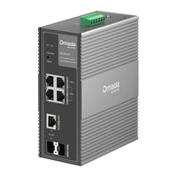 IES206GPP industriële PoE-switch, schuin voorkant