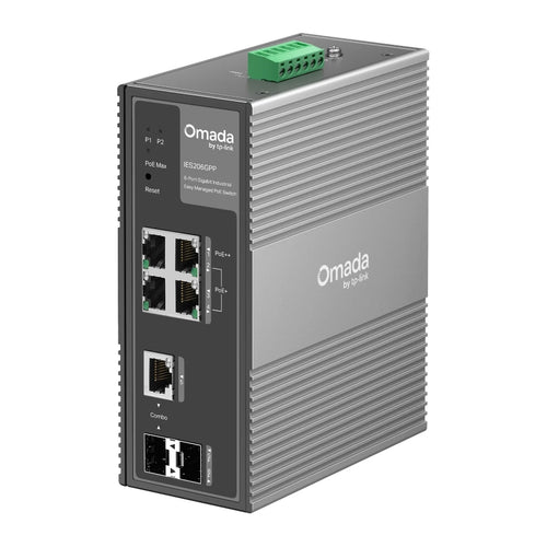 IES206GPP 6-Poorts Gigabit Industriële Easy Managed PoE Switch