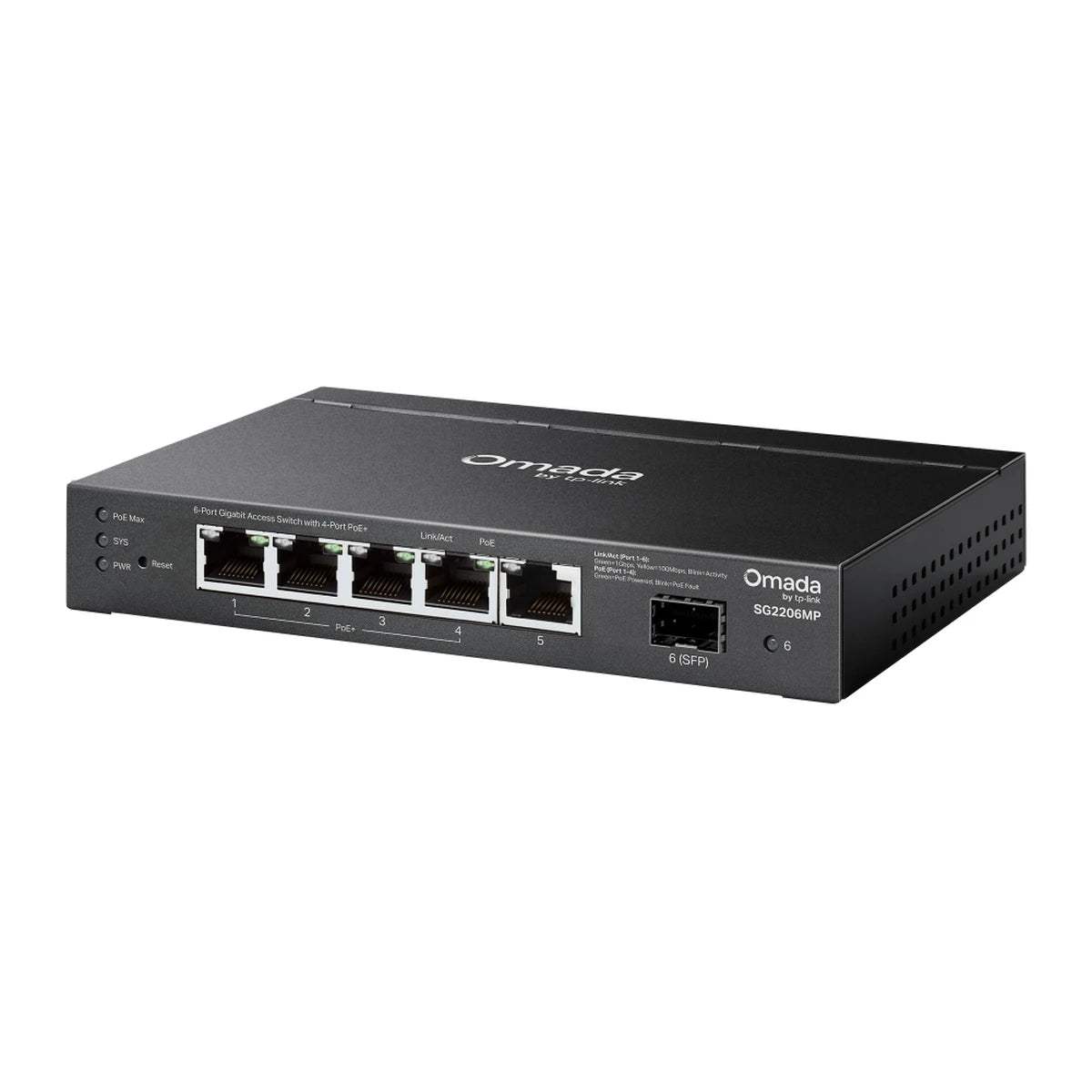 SG2206MP switch, schuin zijaanzicht