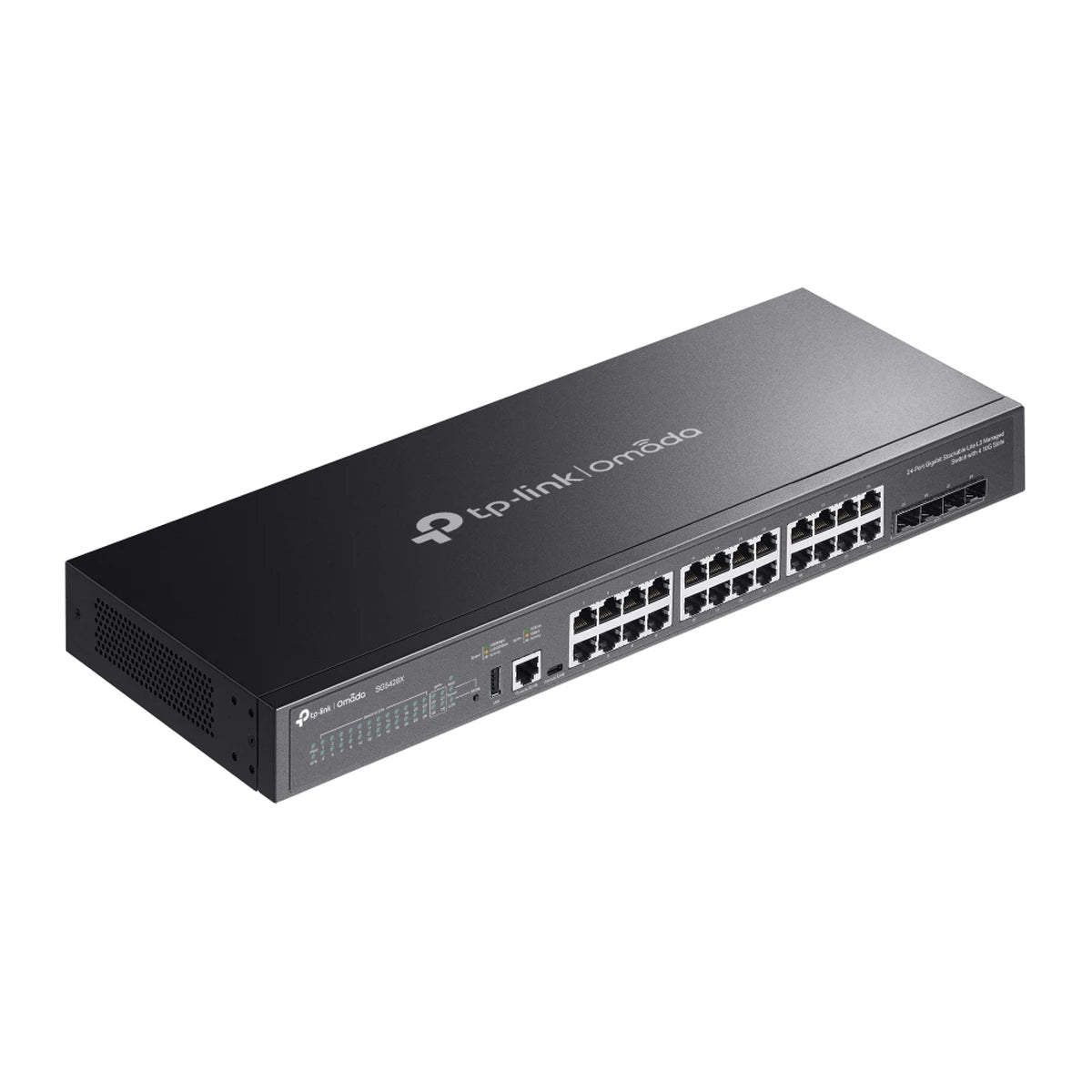 SG5428X switch, schuin zijaanzicht