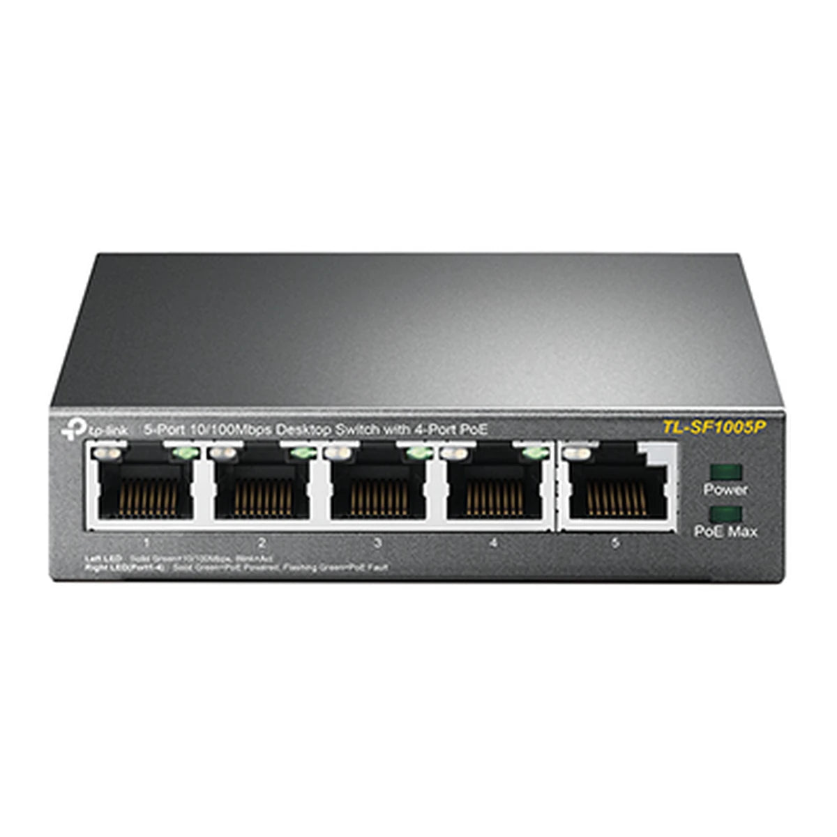 TL-SF1005P PoE-switch, voorkant