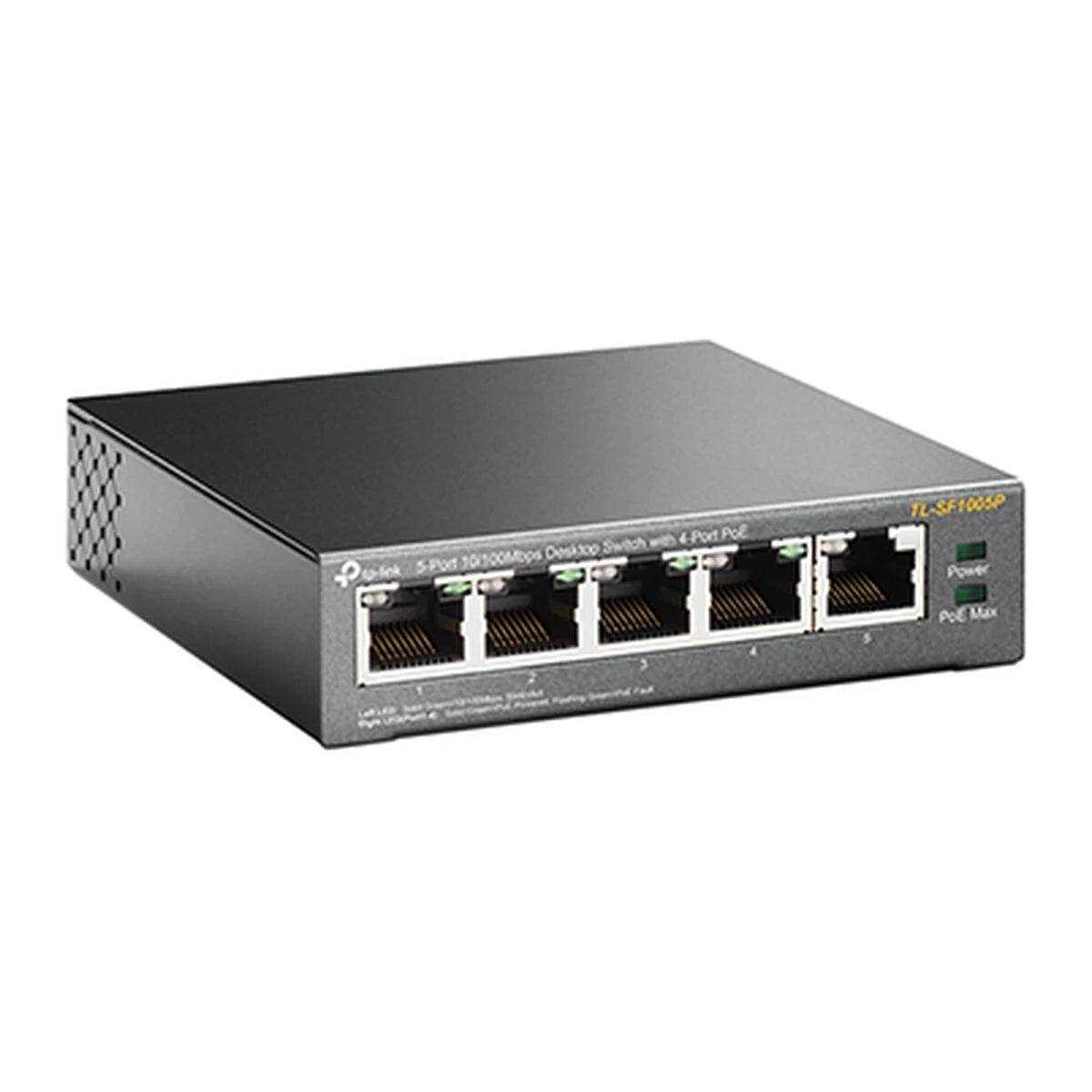 TL-SF1005P PoE-switch, schuin voorkant