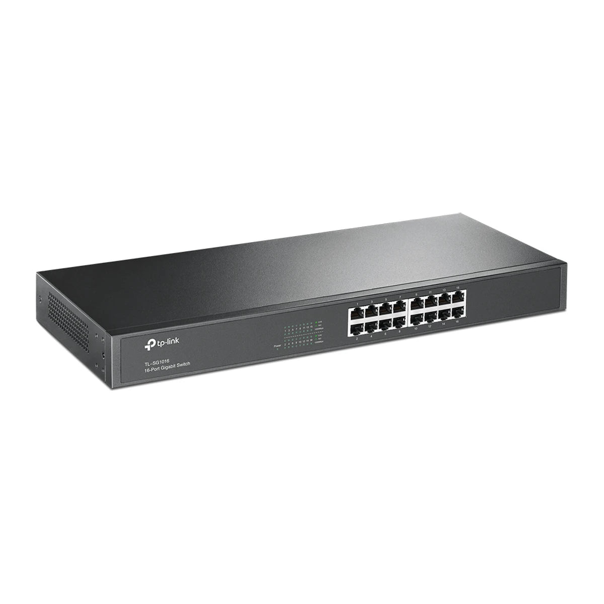 TL-SG1016 rackswitch, schuin voorkant