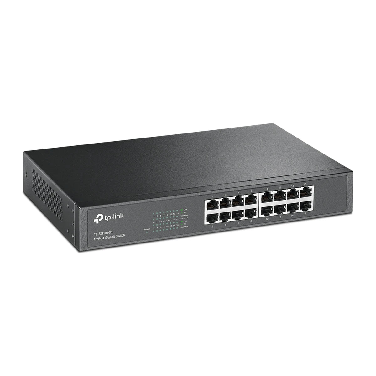 TL-SG1016D desktop switch, schuin voorkant