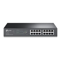 TL-SG1016PE PoE+ switch, schuin voorkant