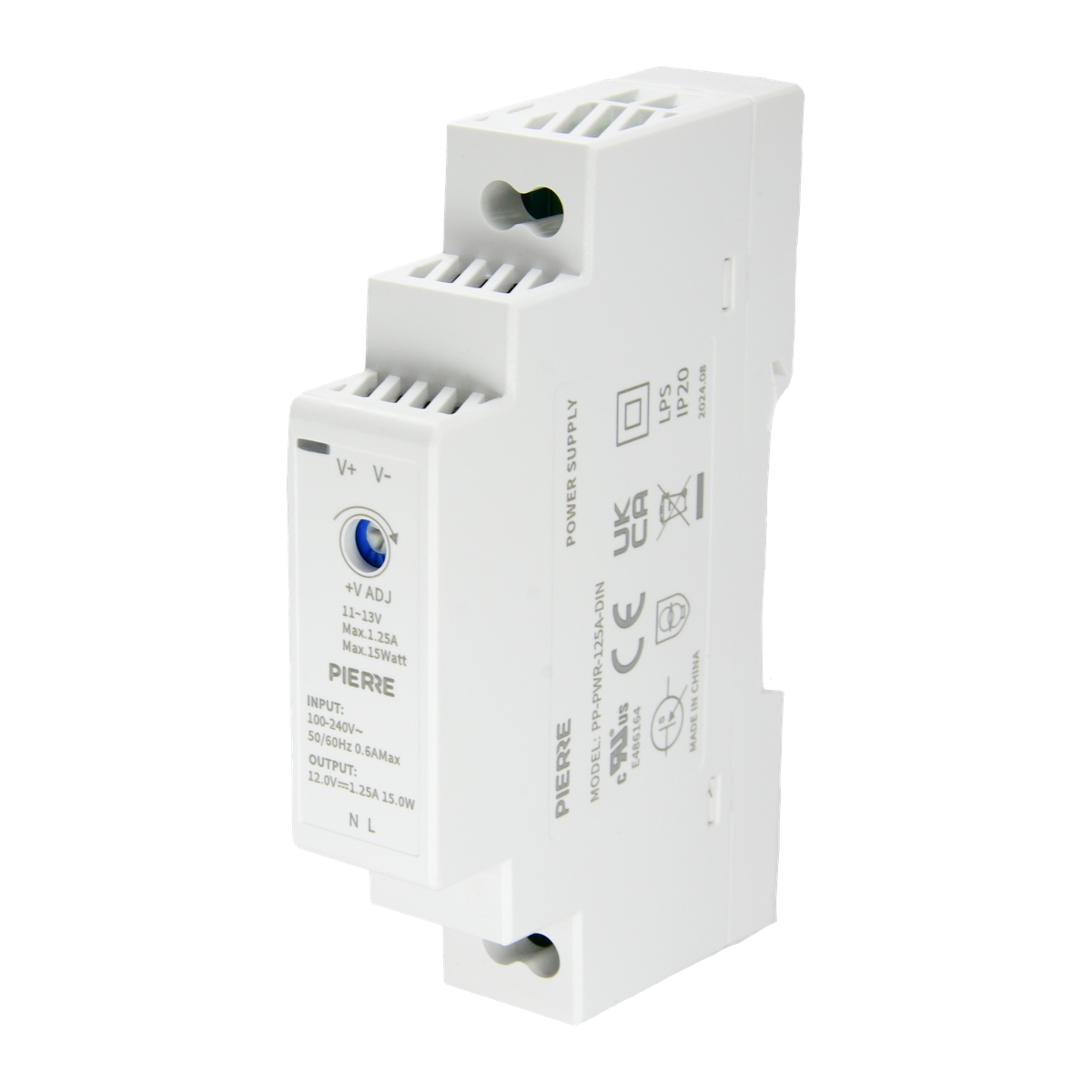 PIERRE DIN-railvoeding 12 V/1,25 A voorkant
