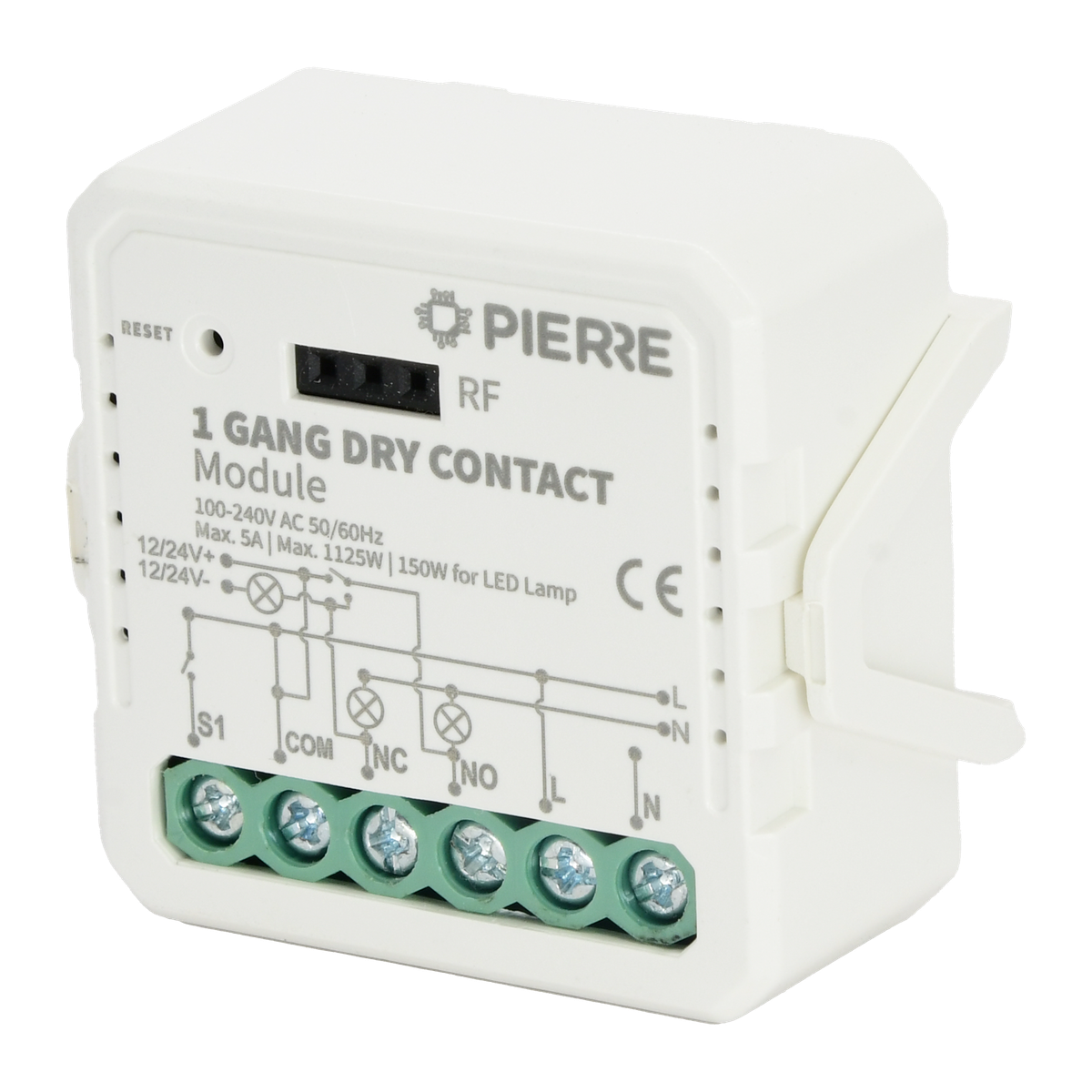PIERRE Wave droog-contactmodule 1-kanaals voorkant