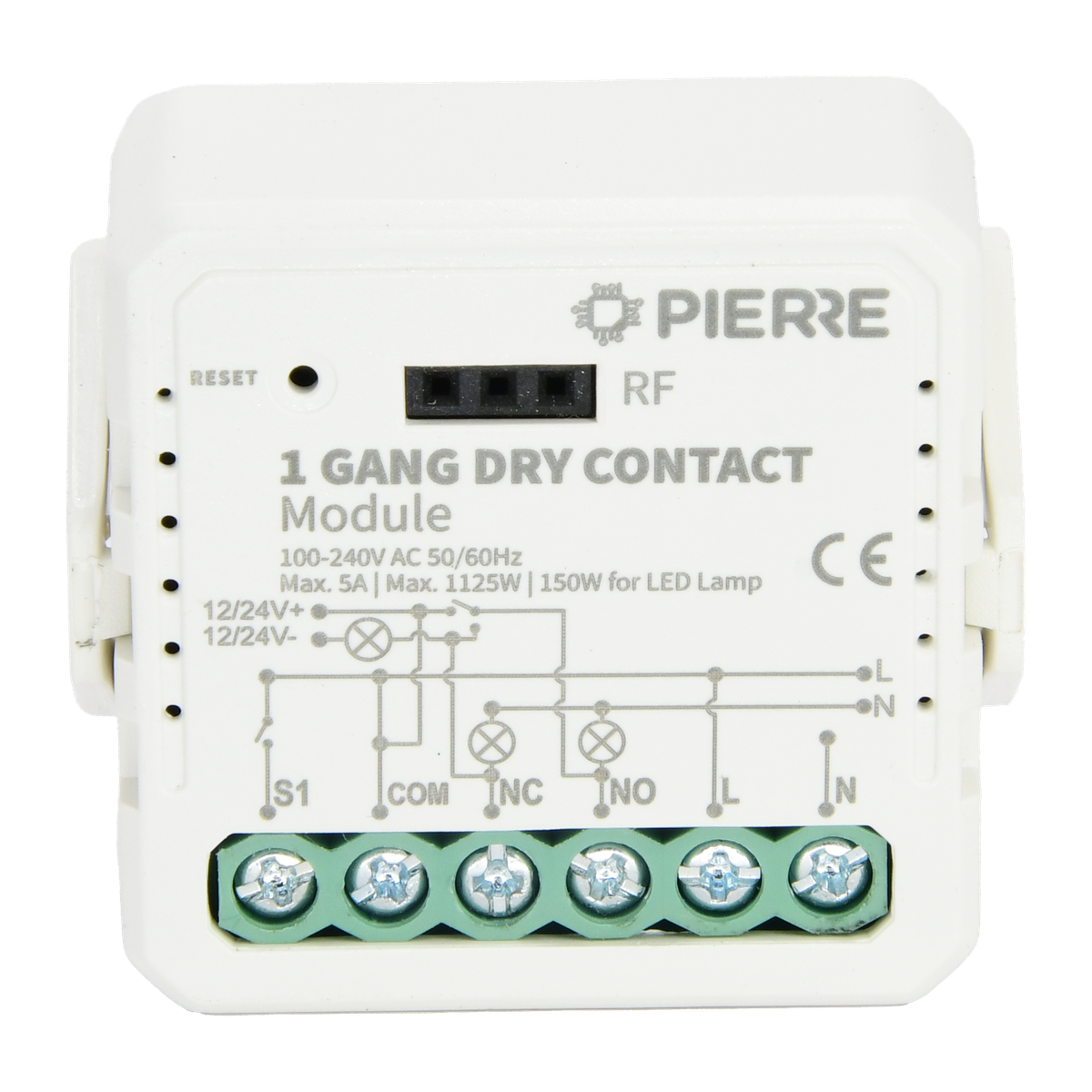 PIERRE Wave droog-contactmodule 1-kanaals detail