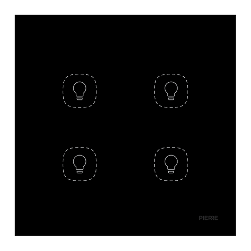 Flat Series wandschakelaar 4-voudig zwart (L+N)