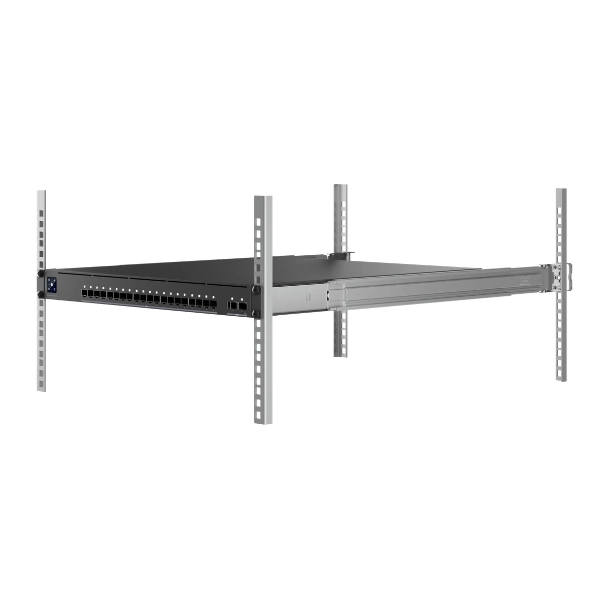 Switch gemonteerd in een rack