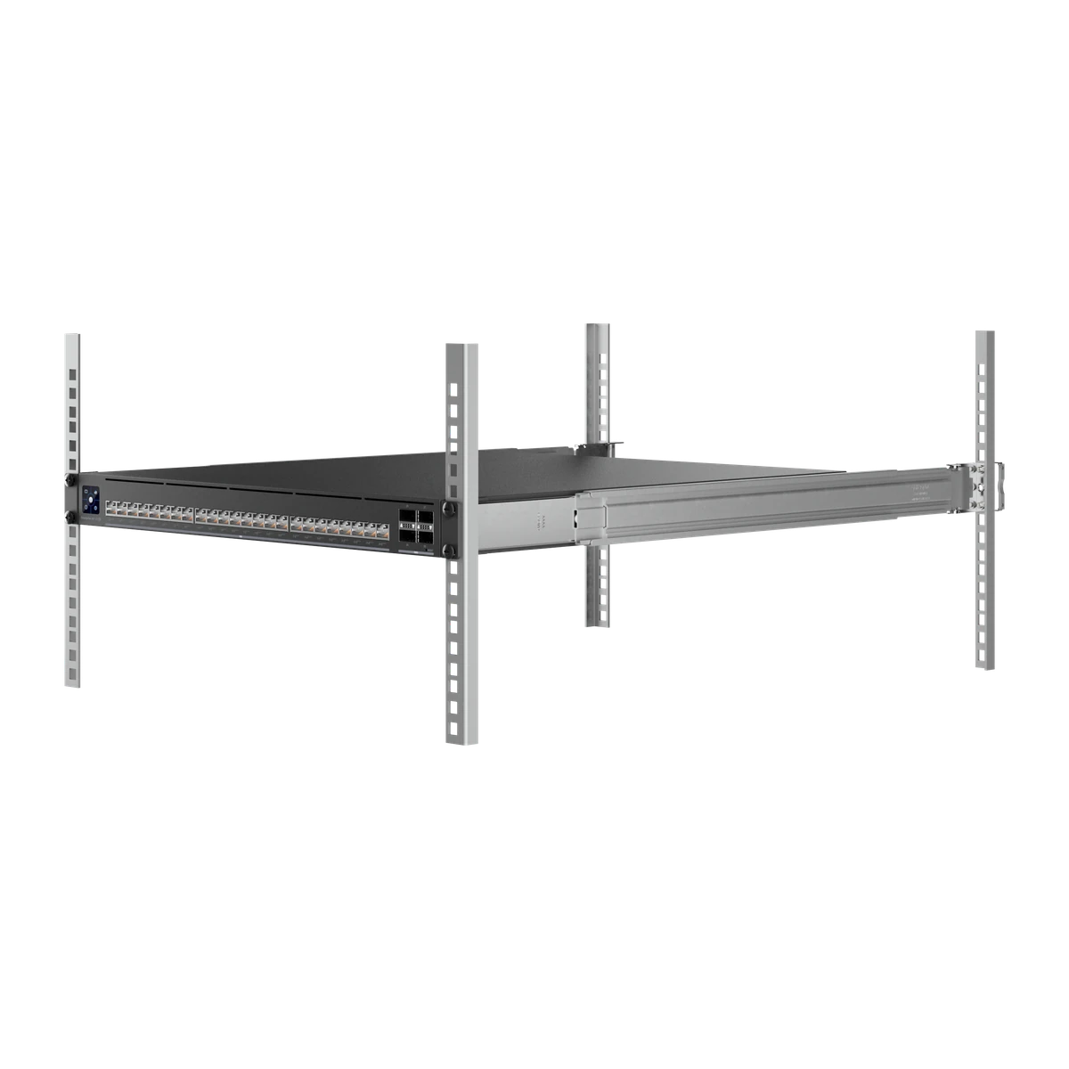 Switch gemonteerd in een rack