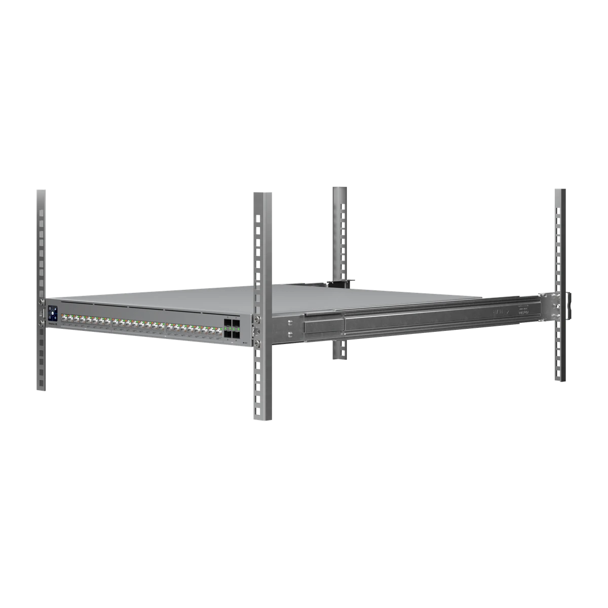 Switch gemonteerd in een rack