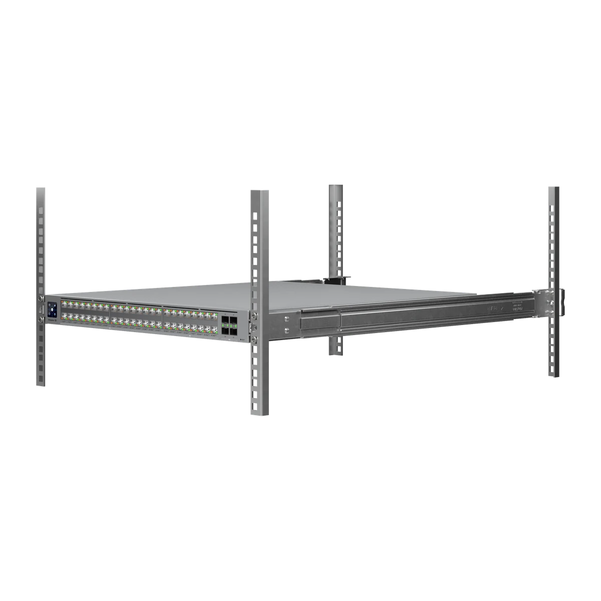 Switch gemonteerd in een rack
