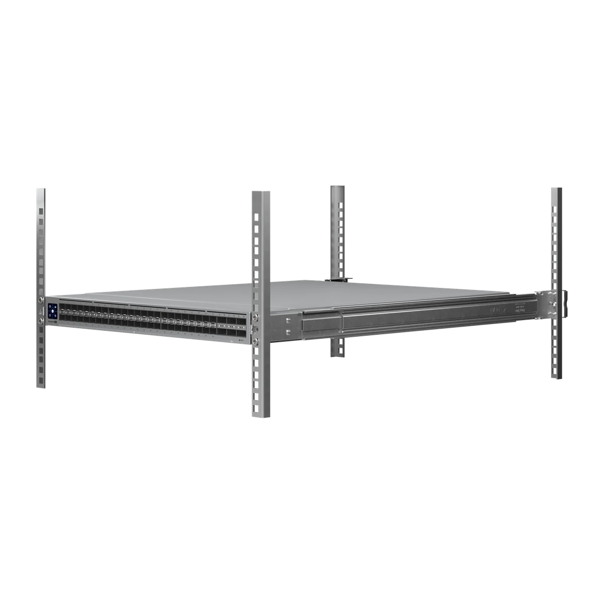 Switch gemonteerd in een rack