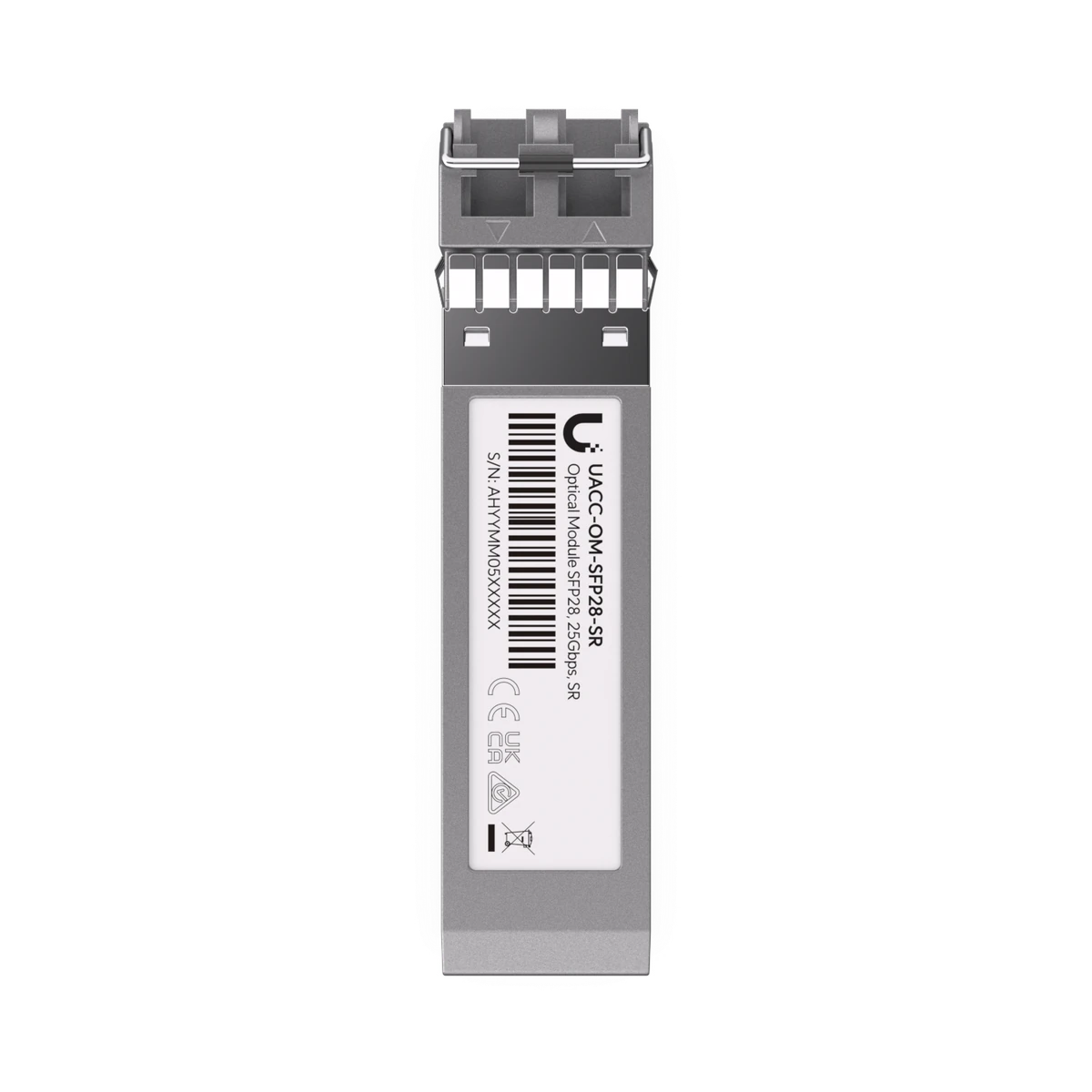 SFP28-module bovenaanzicht met label