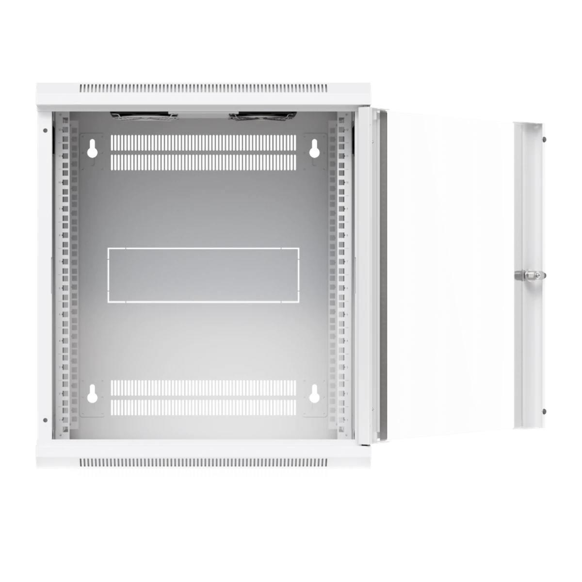 12U Rack Cabinet 450 mm Glass Door - met geopende deur