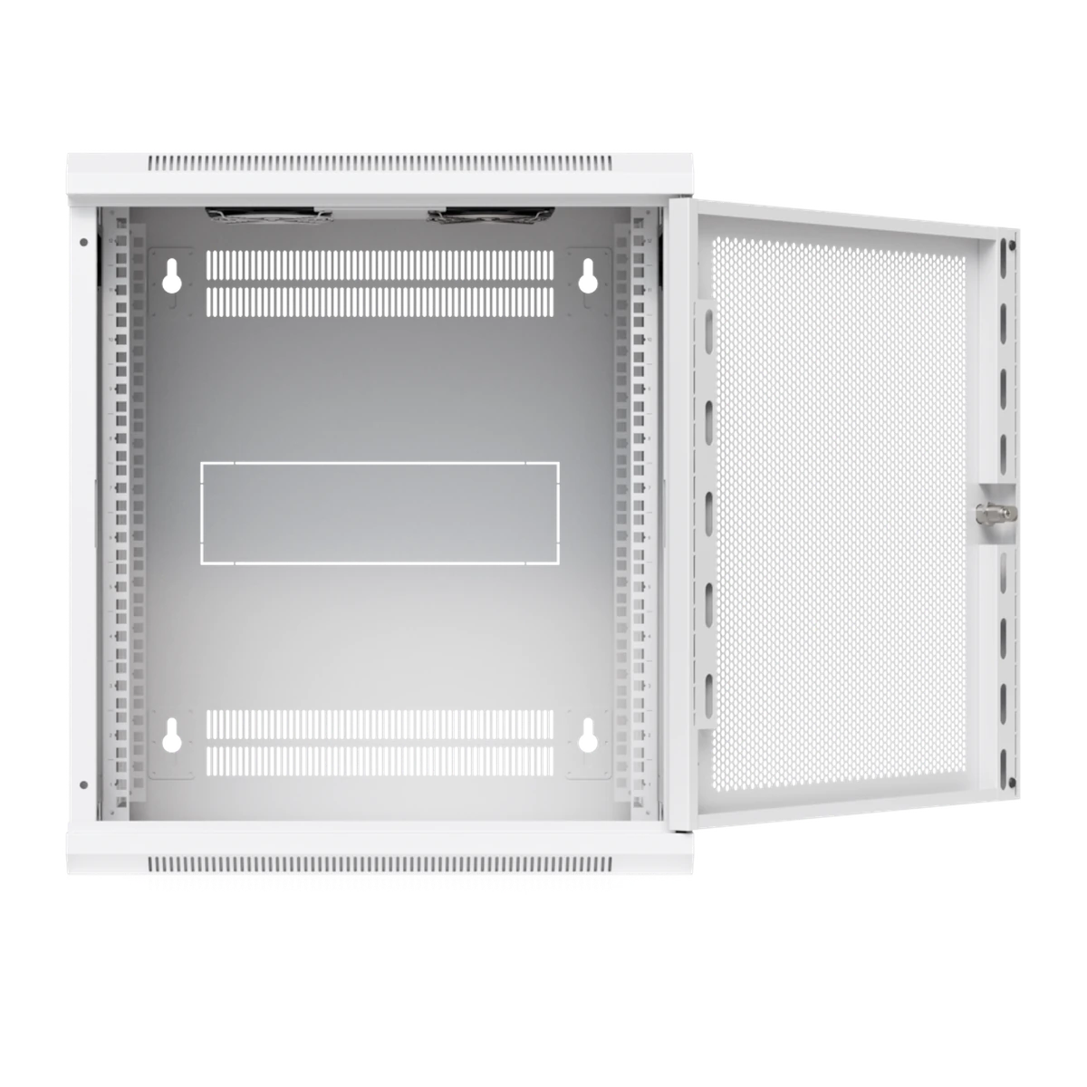 12U Rack Cabinet 450 mm Perforated Door - met geopende deur