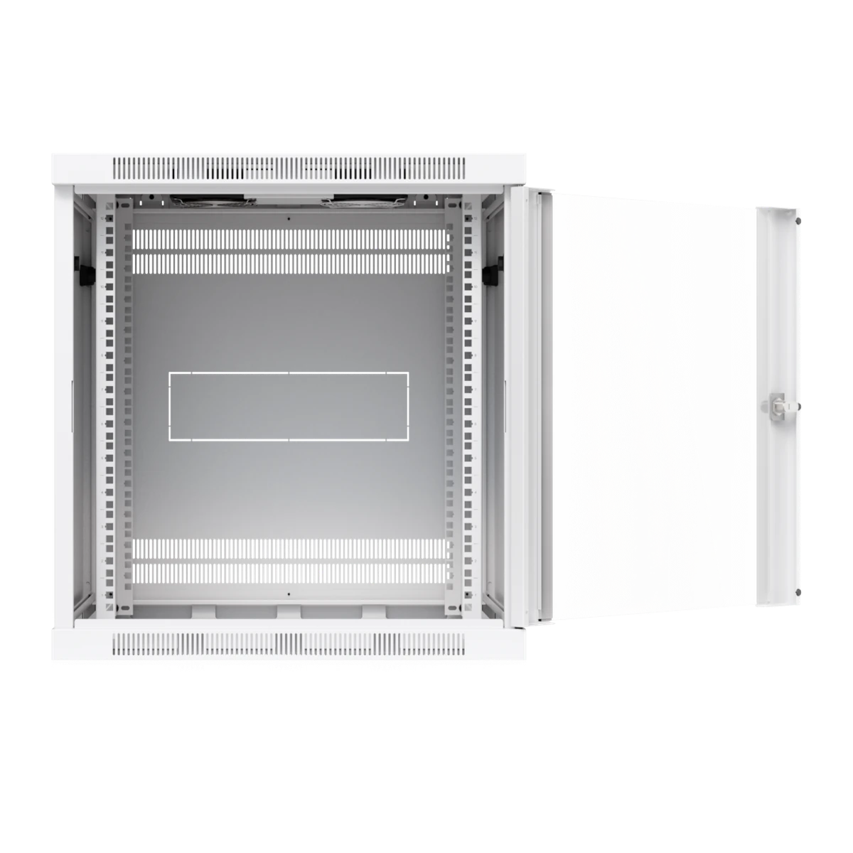 12U Rack Cabinet 600 mm Glass Door - met geopende deur