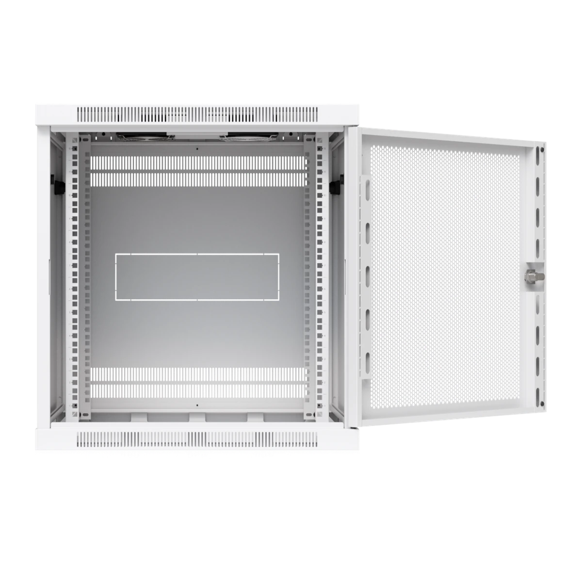 12U Rack Cabinet 600 mm Perforated Door - met geopende deur