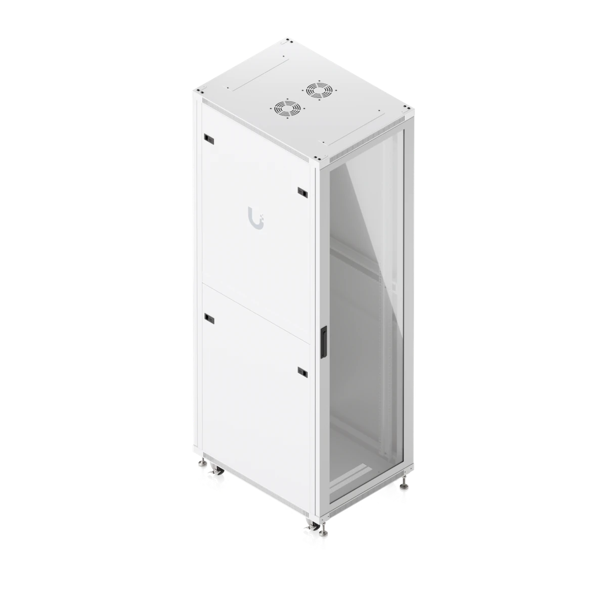 UniFi 42U rackkast met glazen deur schuin van voren