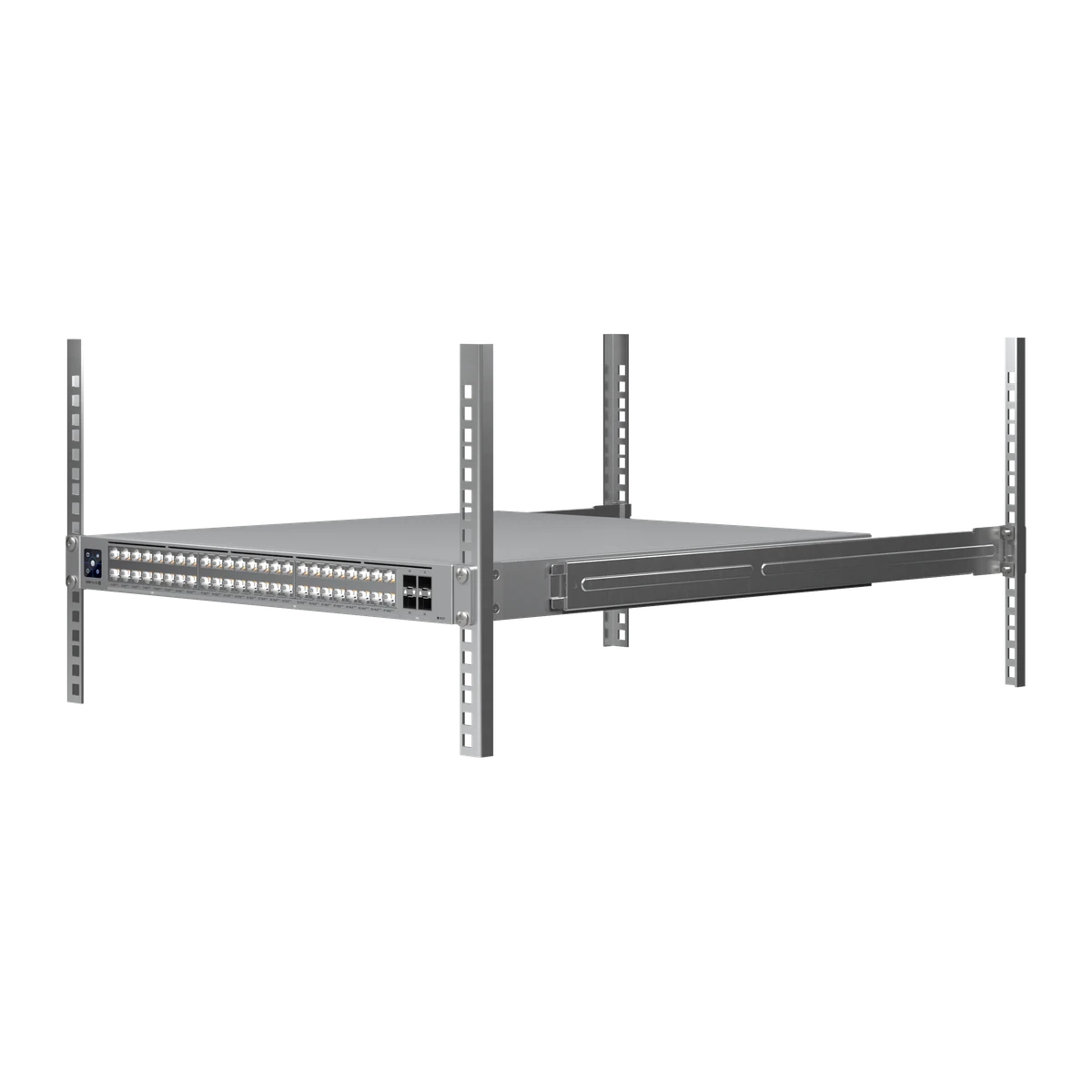 Switch gemonteerd in een rack